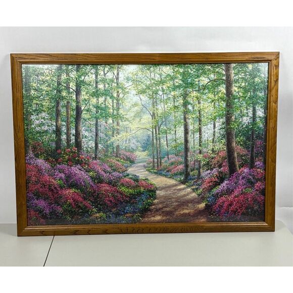 Vintage 1994 Woodland Walk Framed Lithograph Kevin & Wendy Schaefer Miles 24x36 - Picture 1 of 10